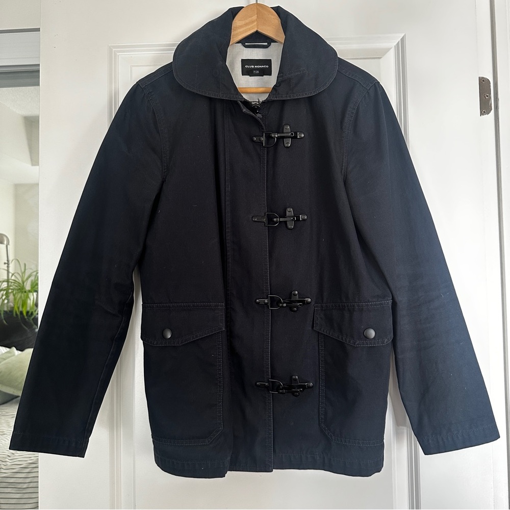 CLUB MONACO MEN'S SMALL NAVY MILITARY-STYLE TOGGLE FIELD JACKET